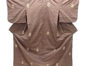 幾何学模様織り出し手織り紬単衣着物